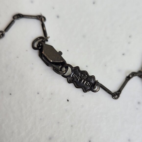 Bellagio Blue Necklace Rhinestone Crystal Dainty 15 Inch Black Small Delicate - Picture 2 of 10